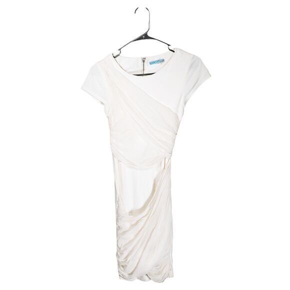 Alice + Olivia Womens Dress Ivory Silk Stretch Lined Mini Layered Sheath Party S - Picture 1 of 10